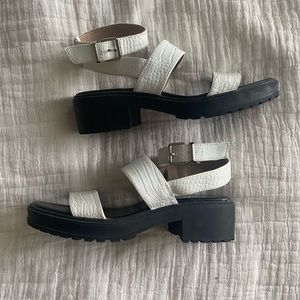 Chunky White Platform Heel Sandals